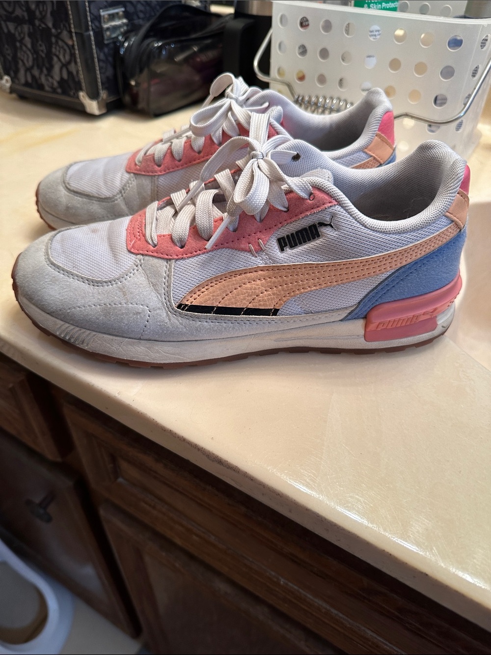 Puma Pastel Retro Runner - White with Pink, Peach & Blue Accents